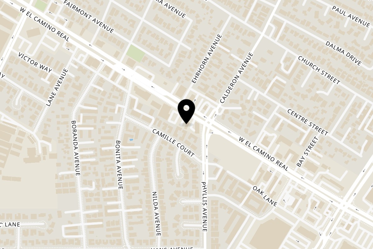 Map showing the location of Cheztakos!!! on 239 W El Camino Real in Mountain View